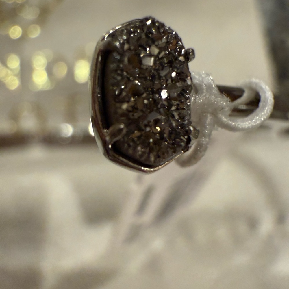 Kendra Scott Emilie Cuff Bracelet Rhodium Platinum Drusy - Picture 6 of 9